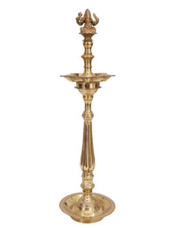 Brass five faced lamp with ganesh top