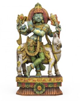 Wooden Cow Krishna