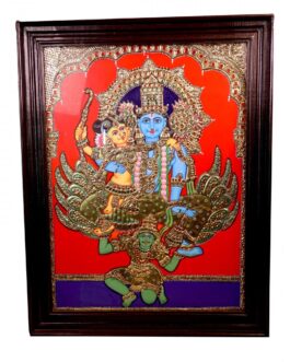 Tanjore painting vishnu with garudalwar