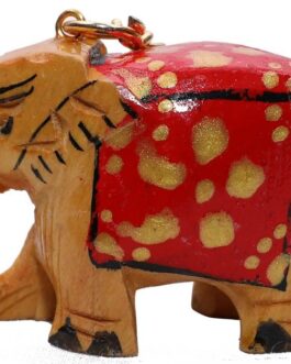 Wooden Elephant Key Chain Painted