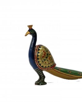Wooden Painted Peacock Long Tail