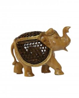 Wooden Painted Trunk up Elephant