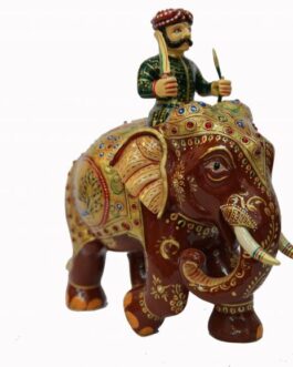 Wooden Elephant with Rider