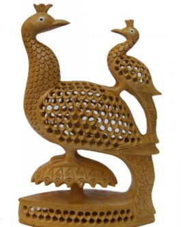 Wooden Peacock with baby