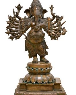 Bronze Ganesh Standing with 16 Hands