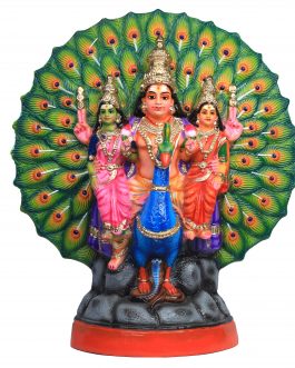 Paper Mache Murugan Valli Deivanai with Peacock (Single)