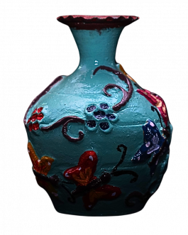 Pottery Round flower vase butterfly