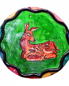 Pottery Deer with baby wall plate
