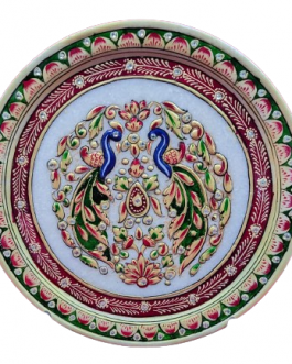 Marble Plate with Peacock Design