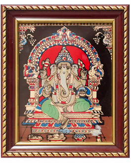 Glass  Painting Vinayagar