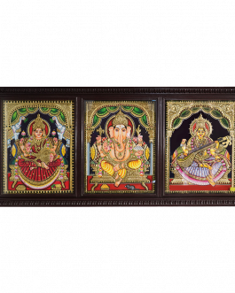 Tanjore Painting Lakshmi Saraswathi Ganesh