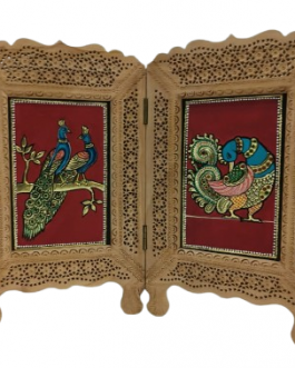 Kadam Wood Jali Work Photo Double Frame Customize With Tanjore Painting