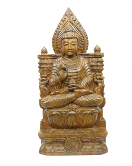 wood Buddha Sitting Statue (Teek Wood Polish)