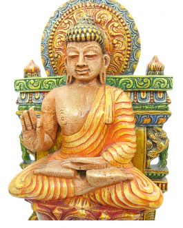 wood Buddha – Chin Mudra Multicolor Antique Look Painting