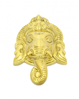 wood Ganesh Face (Gold Antique Look Painting)