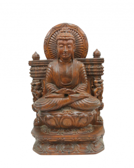 Wood Buddha – Dhyana Mudra (Wallnut Wood Color Polish)