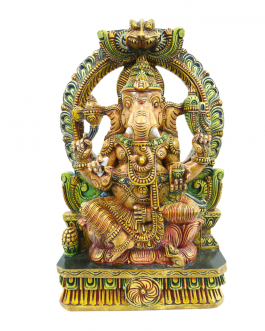 Wood Vinayagar (Multicolor) With Arch