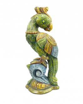 Wood Parrot Statue (Multicolor Polish) Set of 2