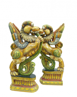 Wood Yalli Statue (Multicolor Polish) Set of 2