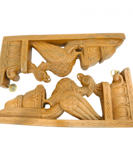 Wood Parrot Wall Bracket (Teek Wood Polish) Set of 2