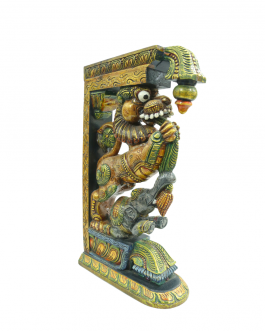 Wood Yalli Wall Mount Bracket (Multicolor Antique Look Painting) Set of 2