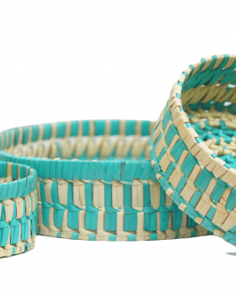 Palm leaf 3 in 1 Round Tray Full Set