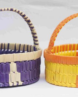 Palm Leaf Round Hamper Basket