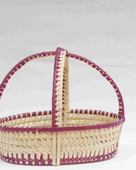 Palm Leaf Oval Hamper Basket Cross Handle