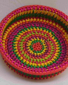 Palm Leaf Multi – Colour Round Tray