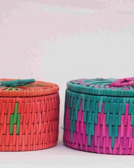 Palm Leaf Round Box Fancy Big