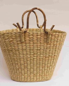 Palm Leaf M V Shape Handle Bag