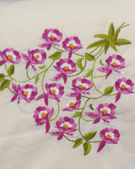 Hand Embroidery Bed Spread Double King Flower Violet