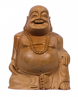 White Wood Laughing Buddha