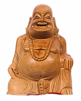 White Wood Laughing Buddha