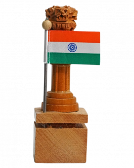 Wood Ashoka pillar with flag
