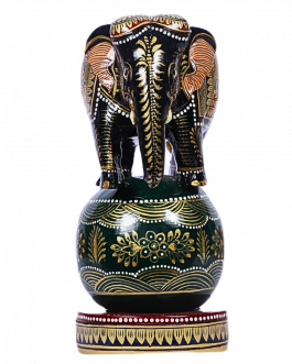 White Wood Ball Elephant