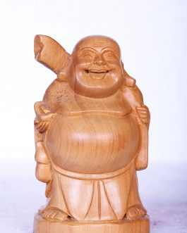 White Wood 6 Inch Laughing Buddha