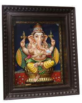 Tanjore painting Embossed  Ganesh