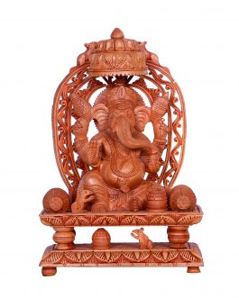 White Wood 13 Inch Ganesh