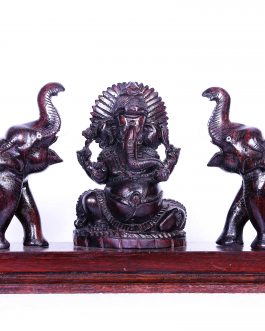 Rose Wood 6 Inch Ganesh With Elephant