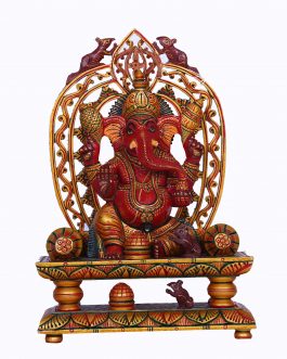 White Wood Sitting Ganesh
