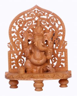 White Wood Ganesh Jali Leaf