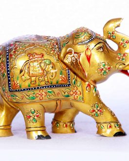 Wood 5 Inch Elephant Embossed