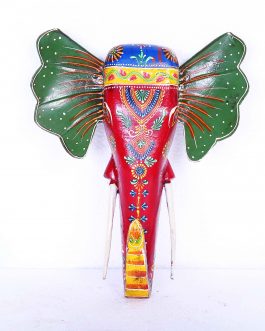 Wood 10 Inch Elephant Head Painted