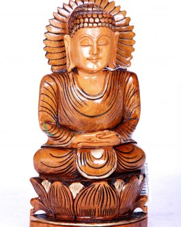 White Wood 8 Inch Buddha Sitting