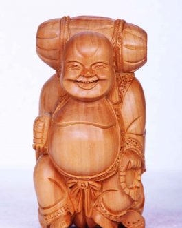 White Wood 6 Inch Laughing Buddha