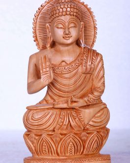 White Wood 8 Inch Buddha Sitting