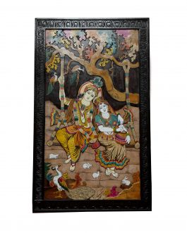 36X60 Inch Rosewood Radha Krishna Panel