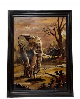 36X48 Inch Rosewood Elephant Panel