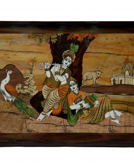 18X30 Inch Rosewood Radha Krishna Panel
